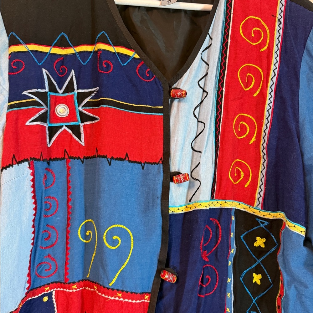 Indigo Moon Patchwork Embroidered Blazer Jacket A… - image 2